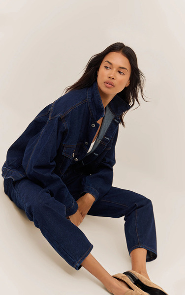  Prettylittlething Indigo Oversized Classic Denim Jacket 