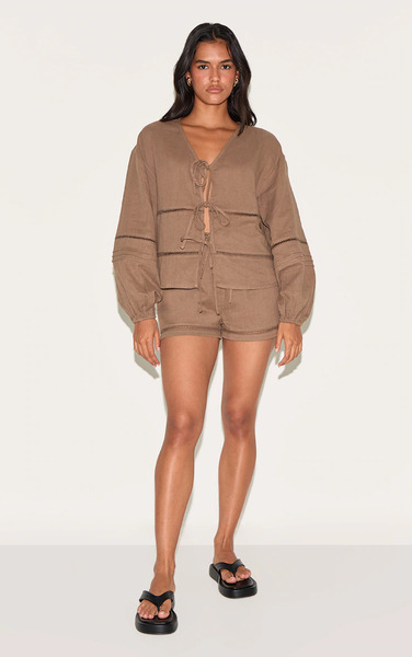  Prettylittlething Mushroom Embroidered Shorts 
