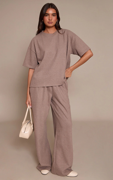  Prettylittlething Mushroom Soft Touch Wide Leg Trouser 