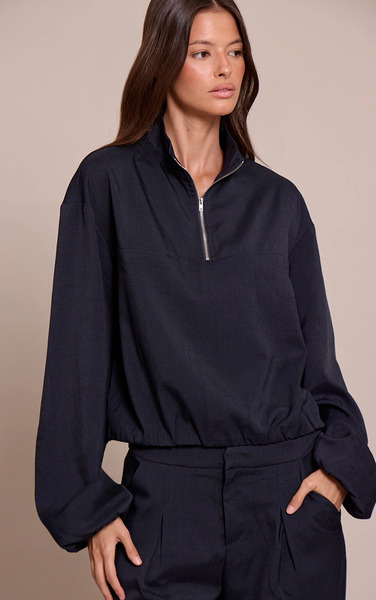  Prettylittlething Navy Quarter Zip Tailored Jacket 
