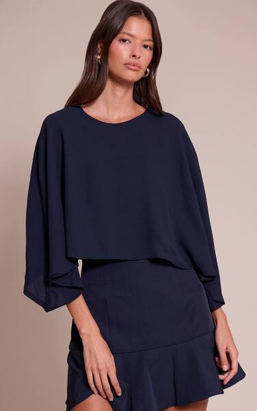  Prettylittlething Navy Woven Bandeau Drape Scarf Detail Mini Dress 