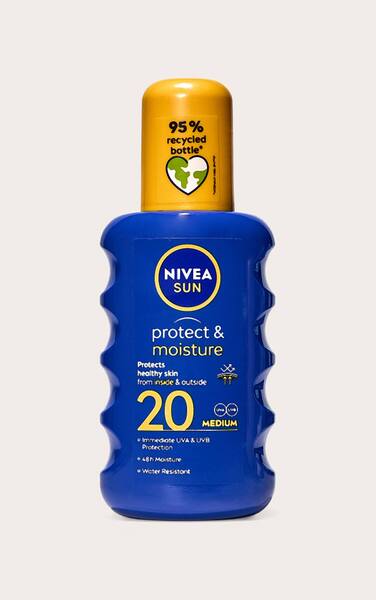  Prettylittlething Nivea Sun Protect & Moisture Sun Lotion Spray Spf 20 200ml, White 