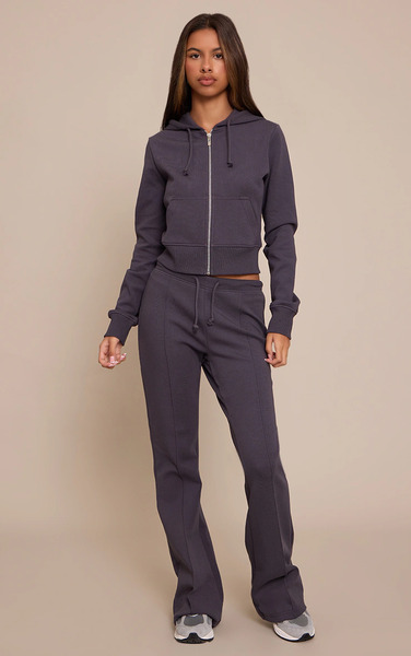  Prettylittlething Petite Navy Flared Trousers 