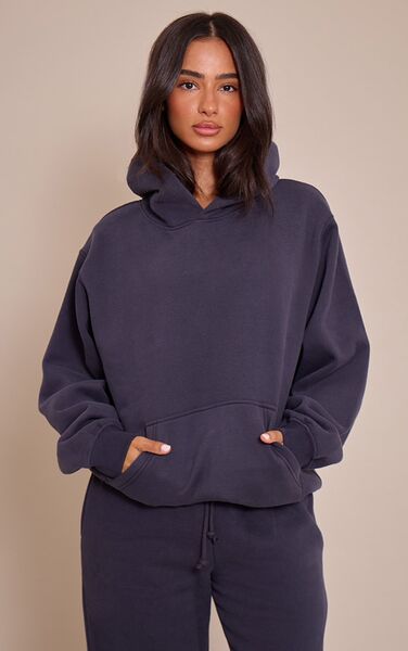  Prettylittlething Petite Navy Oversized Pull Over Hoodie 