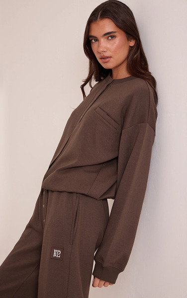  Prettylittlething Plt Chocolate Interlock Button Up Cardigan Sweater 