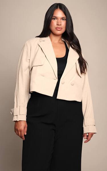  Prettylittlething Plus Stone Short Trench 