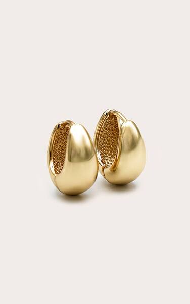  Prettylittlething Real Gold Plated Drop Huggie Hoop Earrings 