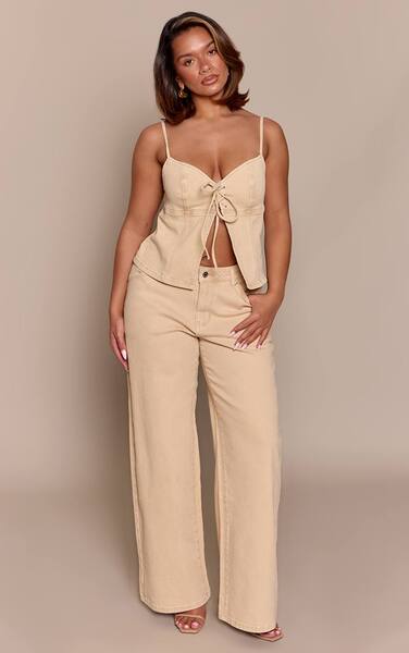  Prettylittlething Shape Stone Straight Leg Jeans 