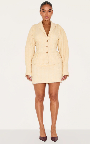  Prettylittlething Shape Vanilla Buckle Mini Skirt 