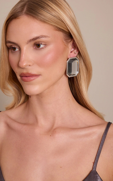  Prettylittlething Silver Crystal Oversized Stud Earrings 