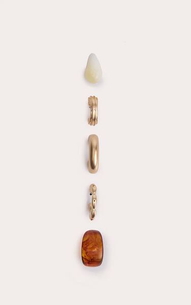  Prettylittlething Smokey Resin Textured Gold Hoop Pack 