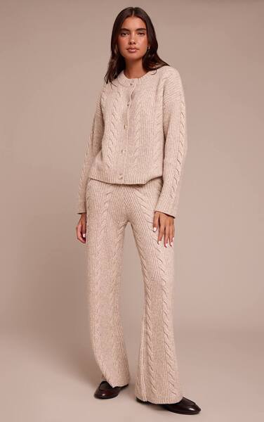  Prettylittlething Stone Cable Knit Trousers 