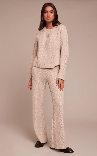  Prettylittlething Stone Cable Knit Trousers 