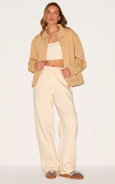  Prettylittlething Stone Zip Through Collared Sweatshirt 