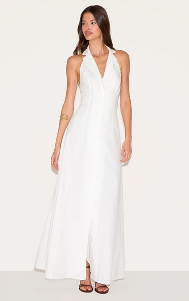  Prettylittlething White Button Down Collar Detail Maxi Dress 