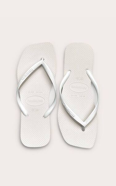  Prettylittlething White Havaianas Slim Square Flip Flops 