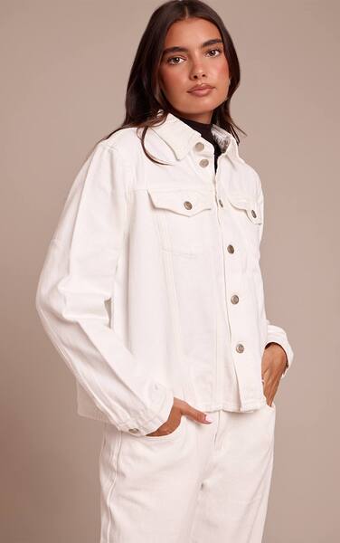  Prettylittlething White Oversized Denim Shirt 