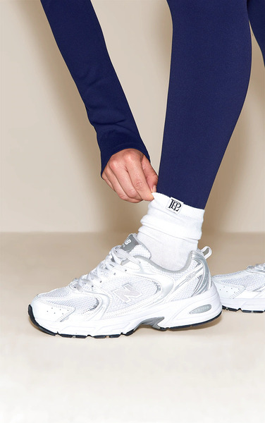  Prettylittlething White Plt Branded Sport Socks 