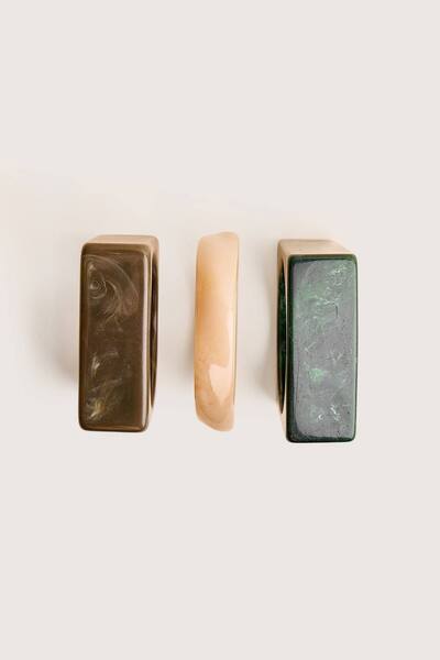  Public Desire 3 Pack Square Resin Bangle Set Multi 
