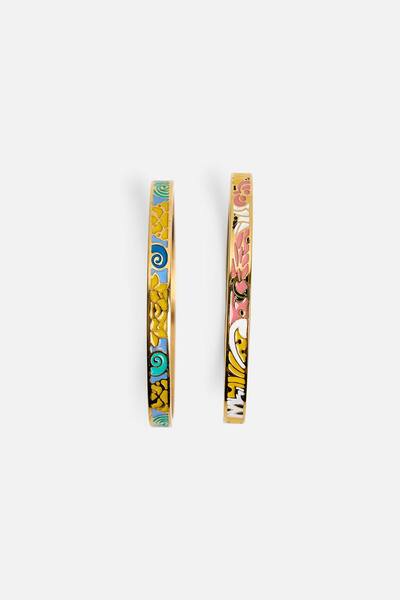  Public Desire Two Pack Of Patterned Bangles, Gold 