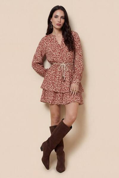  Urban Bliss Animal Metallic Mini Dress Rust Pattern, Burnt Orange 