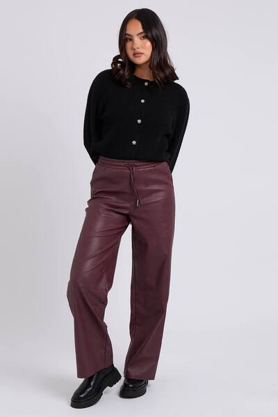  Urban Bliss Elasticated Wide Leg Trouser, Wine 