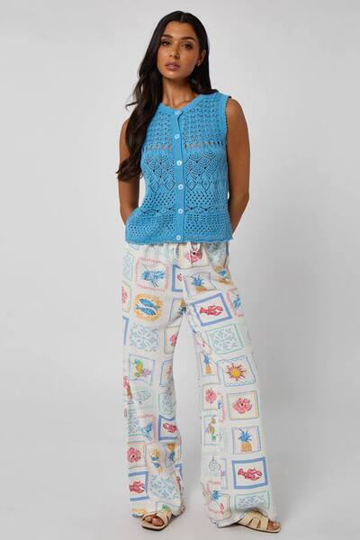  Urban Bliss Linen-look Elasticated Wide Leg Trouser, Off White 