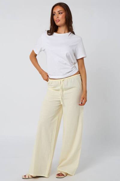  Urban Bliss Linen-look Elasticated Wide Leg Trouser, Yellow 