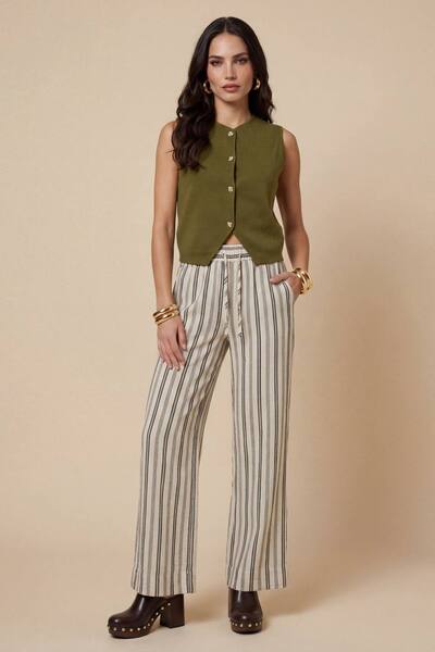  Urban Bliss Stripe Trouser Cream Pattern 