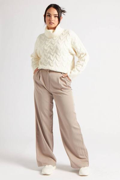  Urban Bliss Stripe Wide Leg Trouser, Taupe 