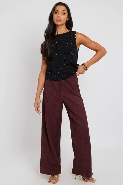  Urban Bliss Suede Trousers, Plum 