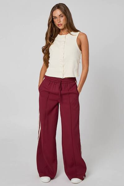  Urban Bliss Tapered Wide Leg Trouser, Burgundy 