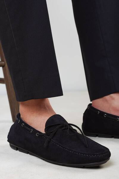  Where's That From Carter Suede Slip On Lace Detail Loafer, Black 