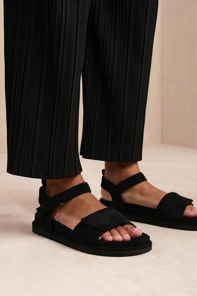 Where's That From 'corfu' Velcro Mutli Strap Sandals, Black 