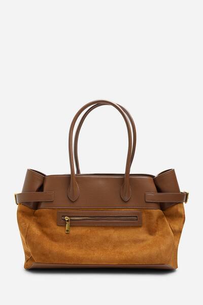  Where's That From Lyanna Buckled Tote Bag With Side Zip, Brown 