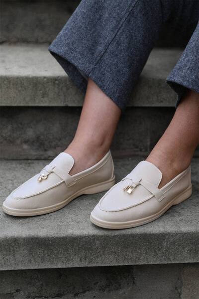  Where's That From 'pegasus' Wide Fit Slip On Trim Loafers With Accessory Detailing, Beige 