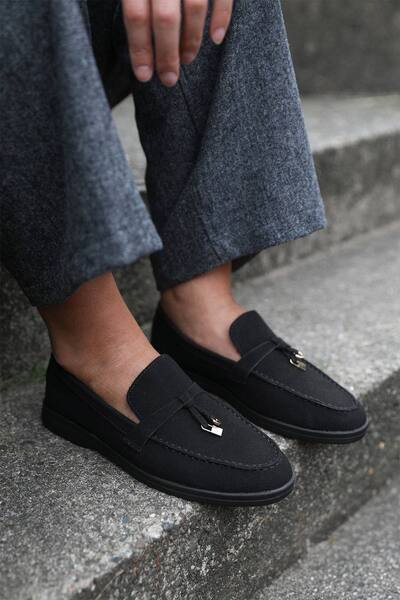  Where's That From 'pegasus' Wide Fit Slip On Trim Loafers With Accessory Detailing, Black 