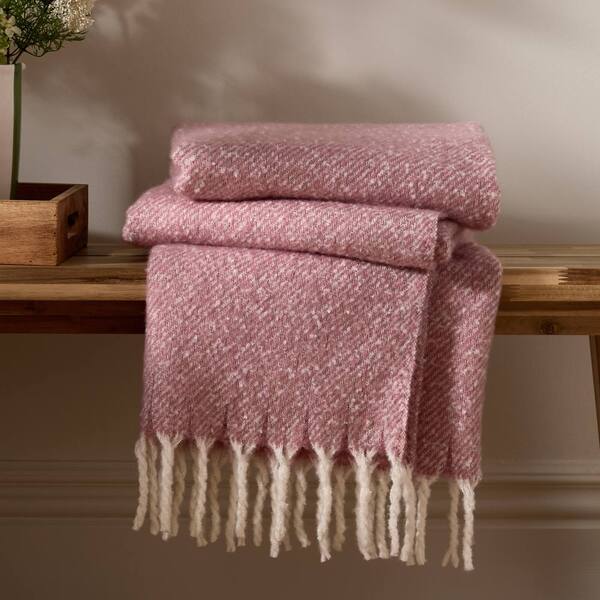  Wylder Nature Isla Woven Tasselled Throw, Pink 
