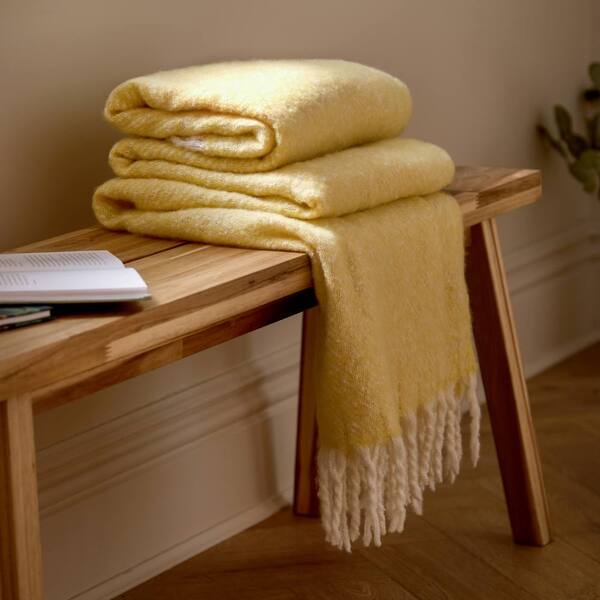  Wylder Nature Isla Woven Tasselled Throw, Yellow 