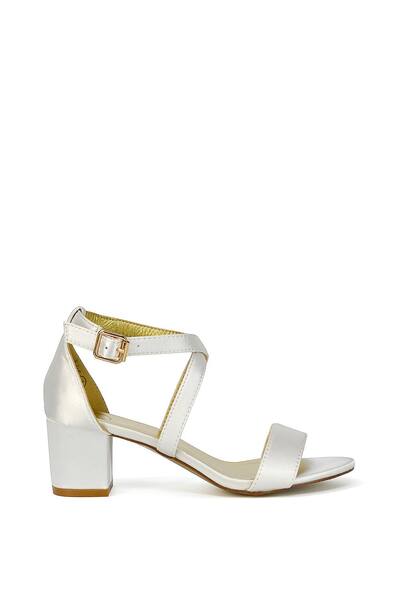  Xy London 'jordyn' Cross Over Buckle Strap Chunky Low Block Heels, Ivory 