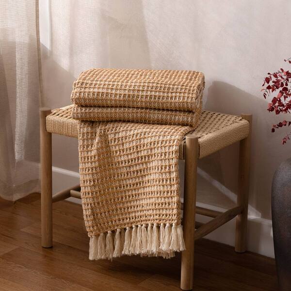  Yard Lorne Waffle 100% Cotton Throw, Yellow 