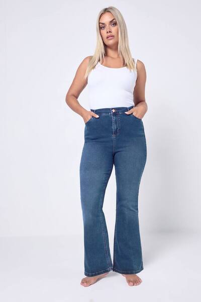  Yours Bootcut Stretch Jeans, Mid Blue 