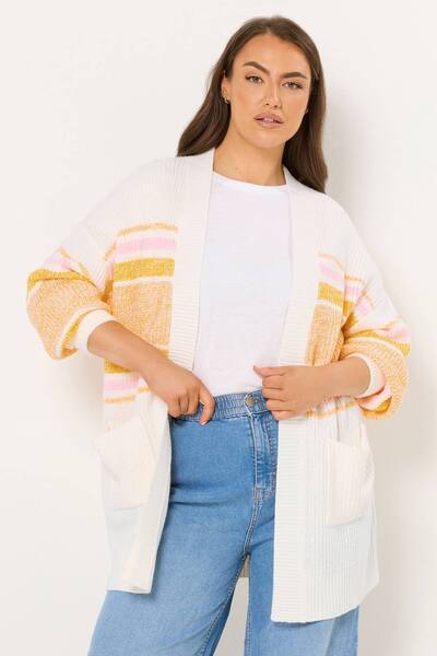 Yours Colourblock Midi Cardigan Sweater 