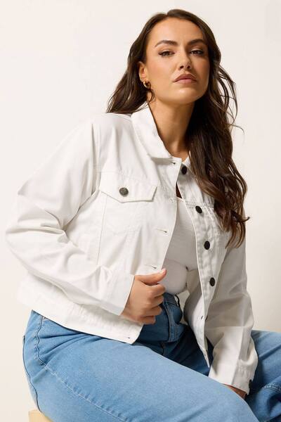  Yours Denim Jacket, White 