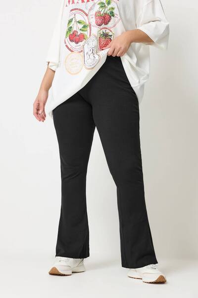  Yours Elasticated Flared Leggings, Black 