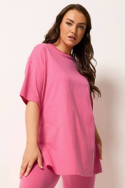  Yours Longline T-shirt, Bright Pink 
