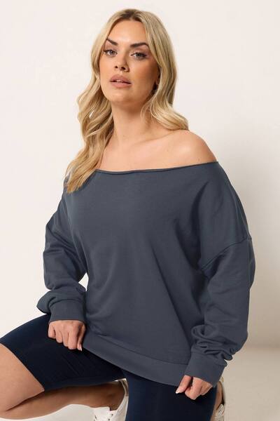  Yours Off Shoulder Sweatshirt, Dark Navy 