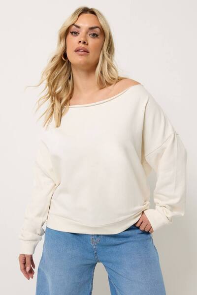  Yours Off Shoulder Sweatshirt, Ivory 