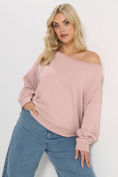  Yours Off Shoulder Sweatshirt, Light Pink 