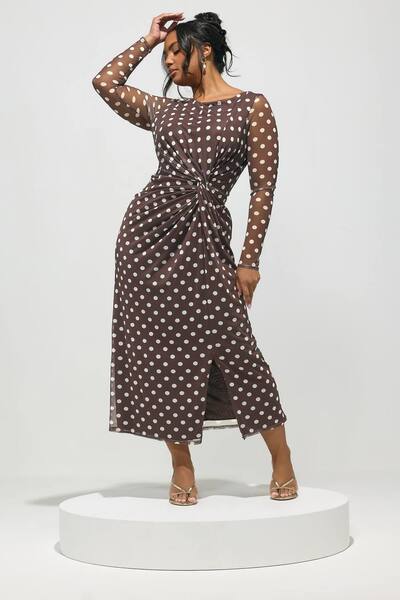  Yours Polka Dot Maxi Dress, Chocolate 